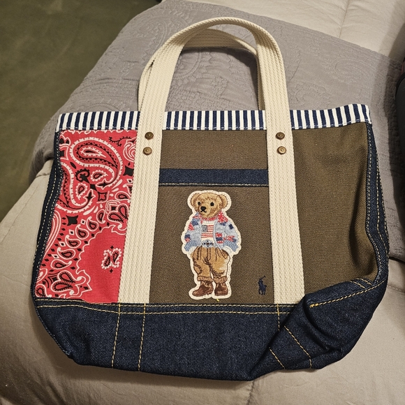 Polo Ralph Lauren Patchwork Polo Bear Tote - Medium - Picture 3 of 8